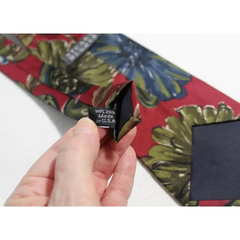 Vintage STUART HUGHES Silk Necktie, Maroon-Blue-Green, 4 X 56 Inches